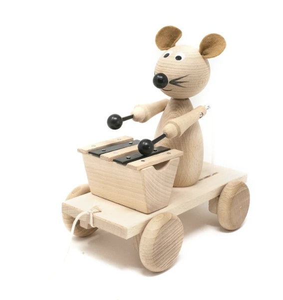 Edgar - Pull Along Wooden Mouse with Xylophone