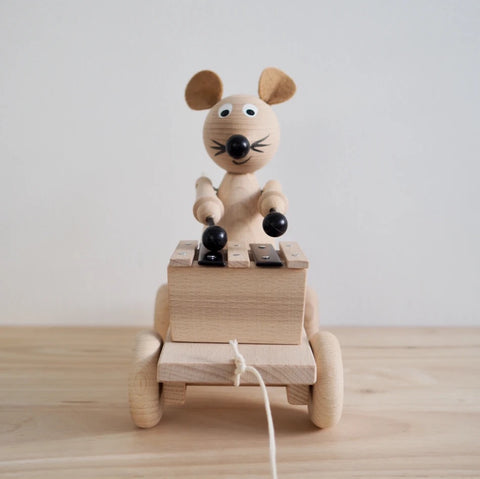 Edgar - Pull Along Wooden Mouse with Xylophone