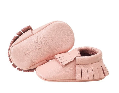 Moccstar - Leather Tassel Crib Shoe - Pink