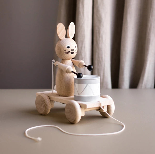 Alice - Pull Along Wooden Bunny With Drum
